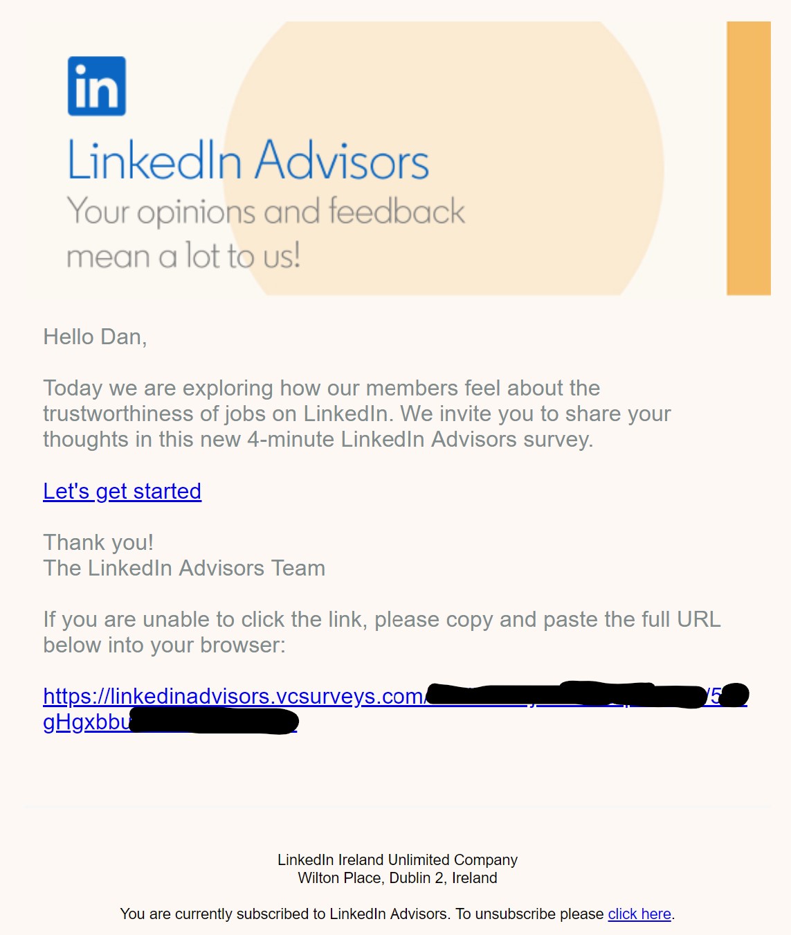 Screenshot of the email in full