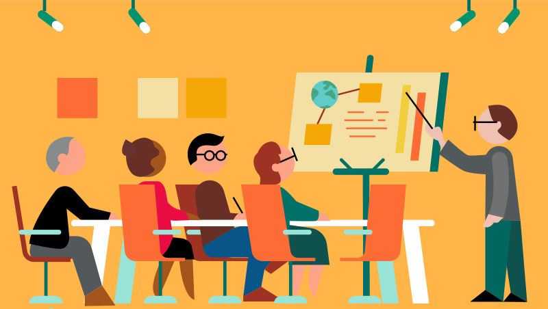 Presenting results in a meeting (illustration)